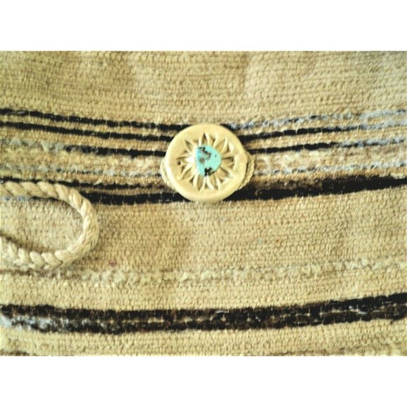 1970s WOVEN Nubby Flap SHOULDER BAG  Turquoise in BUTTON - Picture 3 of 7